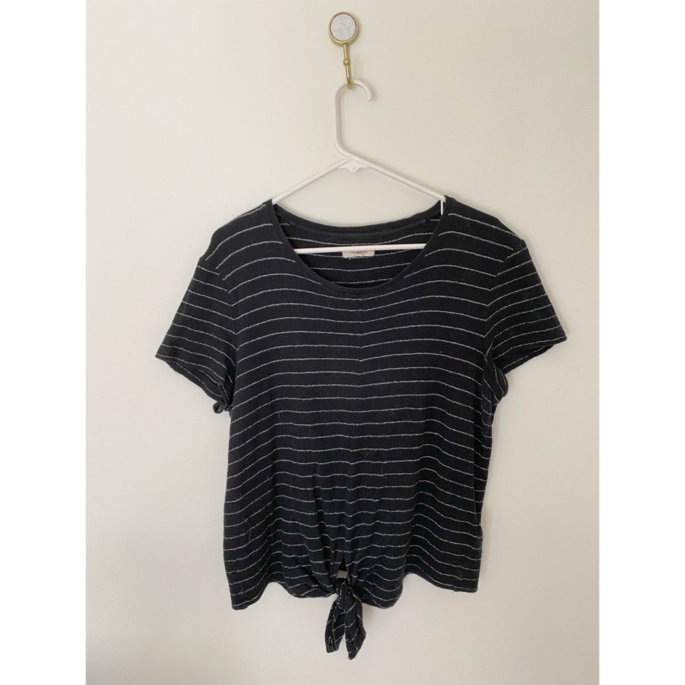 Madewell Black Striped Tie-waist Top